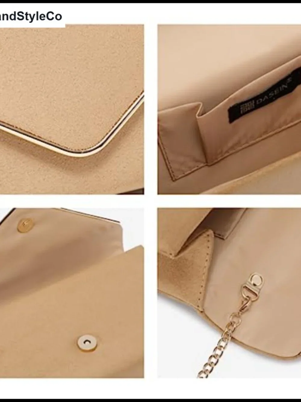 Faux Suede Velvet Evening Clutch with Gold Chain Strap